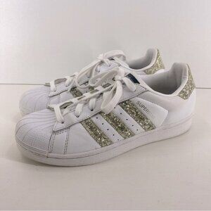 Adidas Originals White champagne/gold Glitter Sneakers Youth Size 6